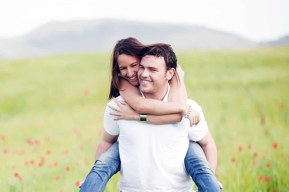 Couple hiking in hills